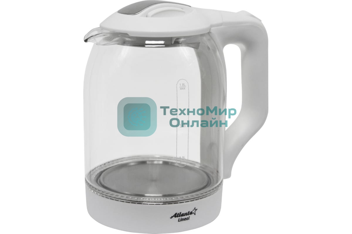Чайник электрический Atlanta ATH-2466 (белый) стеклянный