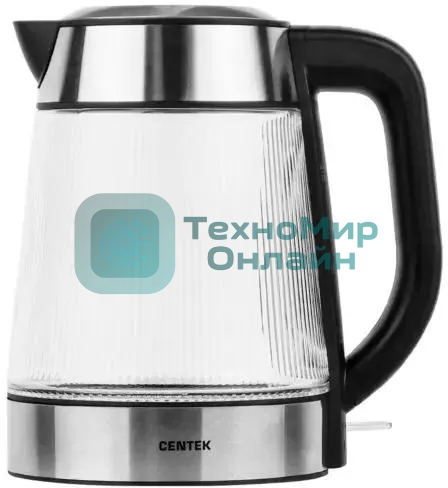 Чайник электрический Centek CT-0013 стекло, 2200 Вт, 1.8 л, серебристый