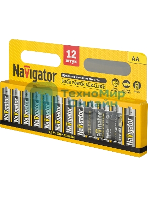 Элемент питания алкалиновый Navigator AA/LR6 NBT-NE-LR6-BP12 (блист.12шт)