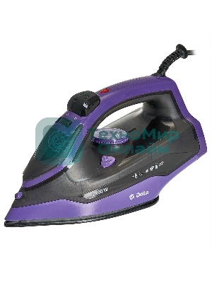 Утюг Delta DL-353 черный с фиолетовым, 2400 Вт, 28 г/мин, 135 г/мин, 350 мл