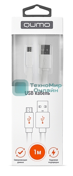 Кабель Cable Qumo mUSB 1м плоск белый (R-UmU-1,5W) (20516)