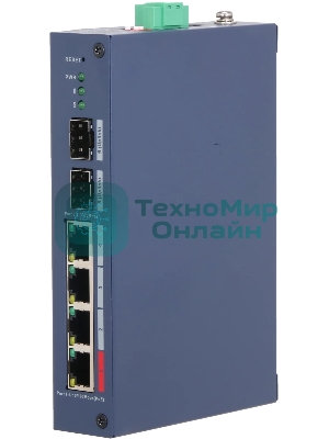 Коммутатор Dahua DH-CHS4206-4ET-90 4-портовый PoE управляемый 4 RJ45 10/100 Мбит/с (PoE/PoE+/Hi-PoE), 2 SFP 1000 Мбит/с (uplink); PoE: порт 1 до 90Вт IP30, IK06; монтаж на DIN-рейку