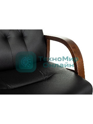 Кресло офисное Бюрократ T-9928WALNUT-CF черный, кожа, на ножках, дерево
