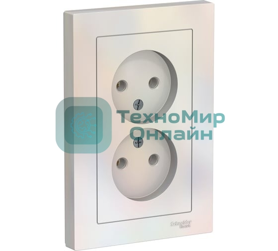 Розетка 2-м AtlasDesign без заземл. 16А в сборе жемчуг SchE ATN000420