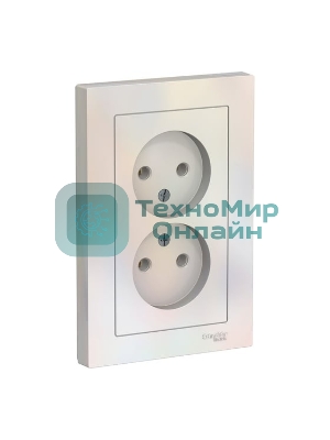 Розетка 2-м AtlasDesign без заземл. 16А в сборе жемчуг SchE ATN000420