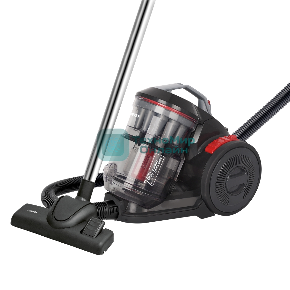 Пылесос Centek CT-2523 черный/красный, 420/2400 Вт, уборка сухая, пылесборник контейнер 3.5 л