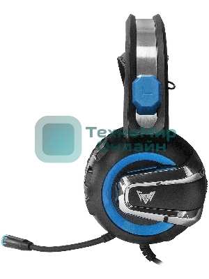 Гарнитура Crown CMGH-3101 чёрный/синий, проводная, подсветка