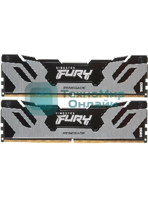 Оперативная память Kingston Fury Renegade, DDR5, 32Gb (2x16Gb), 7200MHz, CL38, DIMM, с радиатором, серебристый/черный