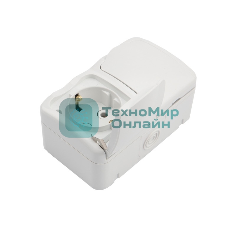 Блок из 2 розеток горизонтальный Kranz Mini OG открытой установки с заземлением, керамика, IP54 белый