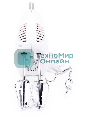 Миксер SUPRA MXS-527 500 Вт.Режим Турбо. 5 скоростей. Две насадки: для взбивания яиц и крема и для замеса тяжелого теста. белый.