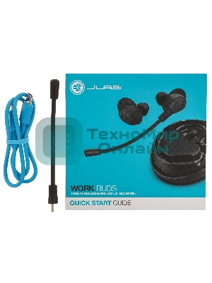 Наушники TWS JLab Work Buds Black, внутриканальные, Bluetooth, до 10 ч