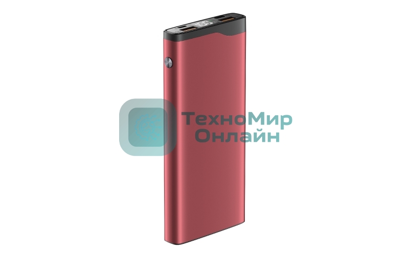 Портативный аккумулятор OLMIO QL-10, 10000mAh, 22.5W, QuickCharge3.0/PowerDelivery, LCD, красный,