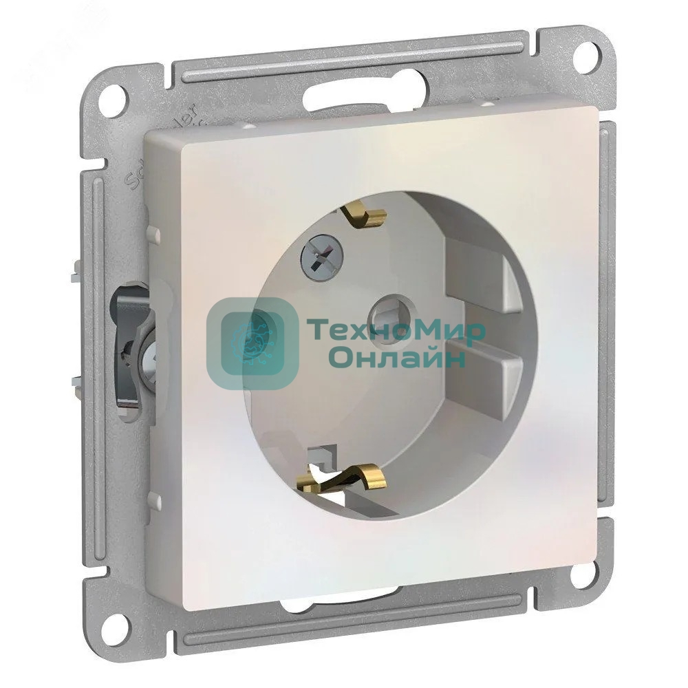 Механизм розетки 1-м СП AtlasDesign с заземл. защ. шторки 16А жемчуг SchE ATN000445
