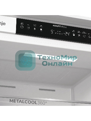 Встраиваемый холодильник Gorenje NRKI519E82WF, 193 см, электронное управление, цифровой дисплей, Wi-Fi, NoFrost Dual, Multiflow 360, контейнер CrispZone с контролем влажности, функция ConvertActive, AdaptTech, MultiAdjust, жесткое крепление, инверторный компрессор, уровень шума 35 дБ
