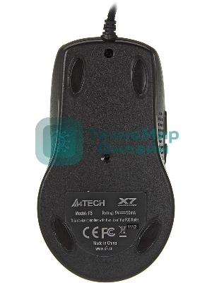 Мышь проводная A4Tech F5 черный, 3000 dpi, USB, кнопки - 7