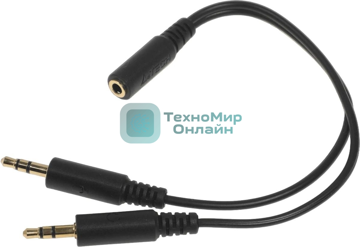 Адаптер аудио A4Tech AD-4P Jack 3.5 (f)/2xJack 3.5 (m) 0.2м. черный