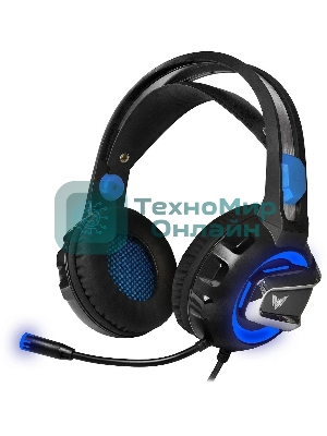 Гарнитура Crown CMGH-3101 чёрный/синий, проводная, подсветка