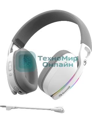 Гарнитура MARVO HG9086W Pulz 70W белый, беспроводная + проводная, радиоканал, до 10 ч, съёмный микрофон, подсветка, совместимость с PS5, Xbox