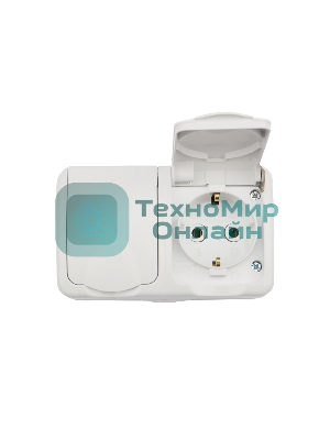 Блок из 2 розеток горизонтальный Kranz Mini OG открытой установки с заземлением, керамика, IP54 белый