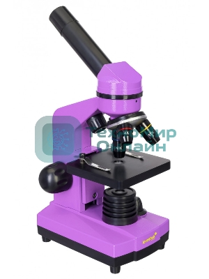 Микроскоп Levenhuk RAINBOW 2L AMETHYST/Аметист Микроскоп с предметным столиком, трехгнездным револьвером, фокусировочным механизмом, двумя источниками света с регулировкой яркости Монокулярная насадка Объективы: 4х, 10х, 40х, Увеличение микроскопа: 64-640x
