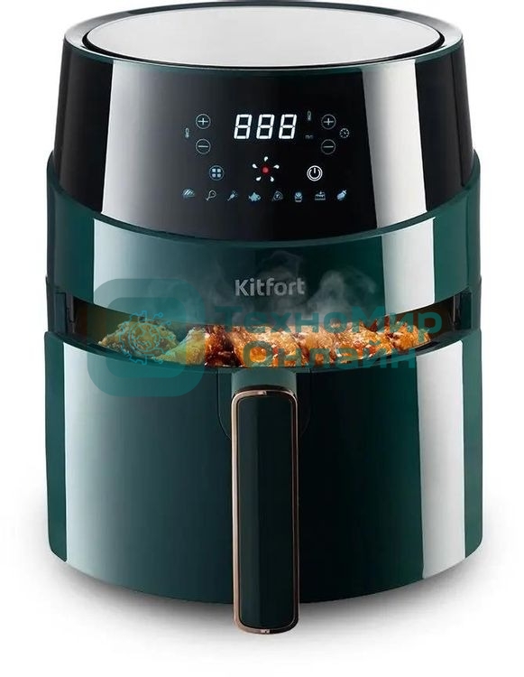 Аэрогриль Kitfort КТ-2222 зеленый, 1500 Вт, 3.3 л, сенсор, 8 программ