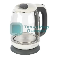Чайник Energy E-281 1.7 л, стекло, бело-серый (005210)