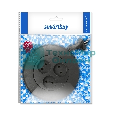 Удлинитель-рулетка Smartbuy (SBE-10-3-03-B) - 3 гнезда 3 метра (10А/2,2 кВт) круглый черный