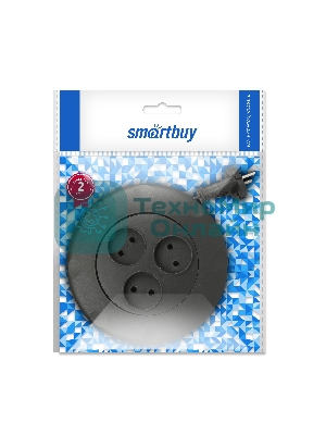 Удлинитель-рулетка Smartbuy (SBE-10-3-03-B) - 3 гнезда 3 метра (10А/2,2 кВт) круглый черный