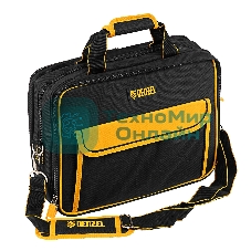 Сумка для инструмента Denzel 400х170х300 мм, 3 отделения, 28 карманов, наплечный ремень
