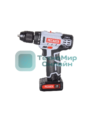 Дрель-шуруповерт Ресанта ДА-24-2ЛК, 24 В, 2 Ач, 60 Нм, щеточный