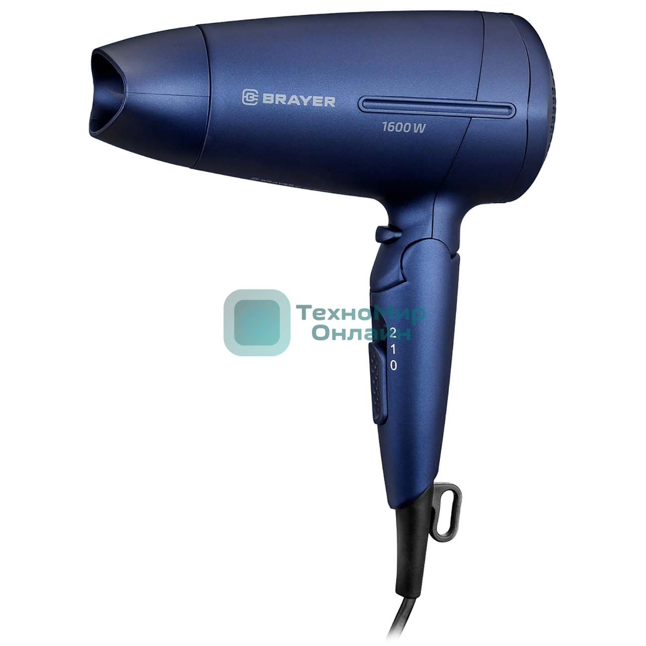 Фен BRAYER BR3020 синий, 1600 Вт, компактный