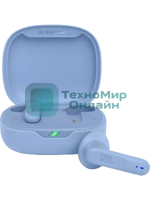 Наушники TWS JBL Wave Flex синий, вкладыши, Bluetooth, быстрая зарядка, до 8 ч