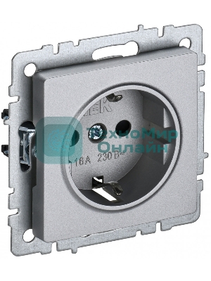 Розетка 1-местная IEK BRITE РС14-1-0-БрА (BR-R14-16-K47) с заземлением, с защитными шторками, 16А, алюминий