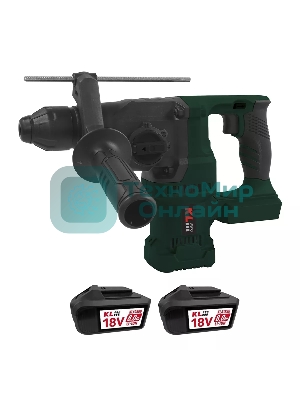 Профессиональный бесщеточный перфоратор аккумуляторный Klpro KLPM18BH-80 (18В, Li-ion-2шт 8,0А·ч, ЗУ 4,5А, 40HM, 1200 об/мин, SDS-Plus)