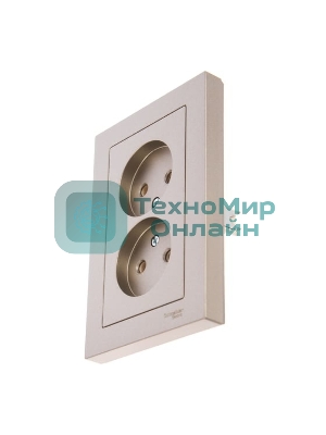 Розетка 2-м AtlasDesign без заземл. 16А в сборе шампань SchE ATN000520