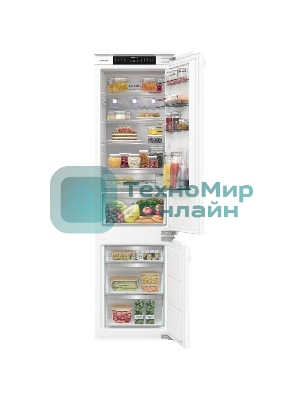 Встраиваемый холодильник Gorenje NRKI519E82WF, 193 см, электронное управление, цифровой дисплей, Wi-Fi, NoFrost Dual, Multiflow 360, контейнер CrispZone с контролем влажности, функция ConvertActive, AdaptTech, MultiAdjust, жесткое крепление, инверторный компрессор, уровень шума 35 дБ