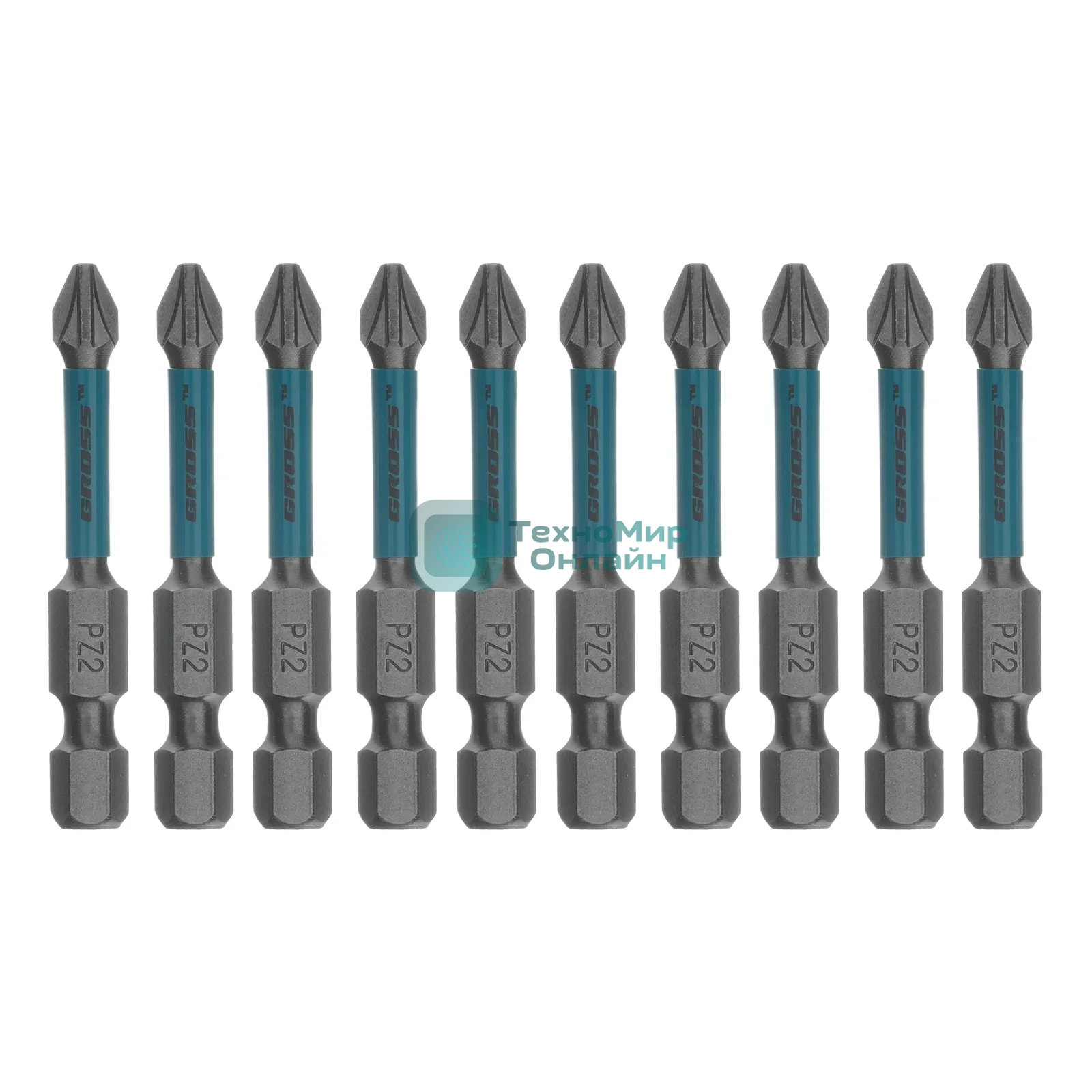 Набор бит Gross торсионных PZ2x50 мм, для ударных шуруповертов, отрывн., 10 шт.