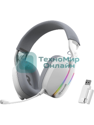 Гарнитура MARVO HG9086W Pulz 70W белый, беспроводная + проводная, радиоканал, до 10 ч, съёмный микрофон, подсветка, совместимость с PS5, Xbox