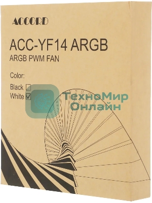 Вентилятор для корпуса Accord ACC-YF14 ARGb 140х140x25 белый 4-pin (ACC-YF14 ARGb белый) brown box