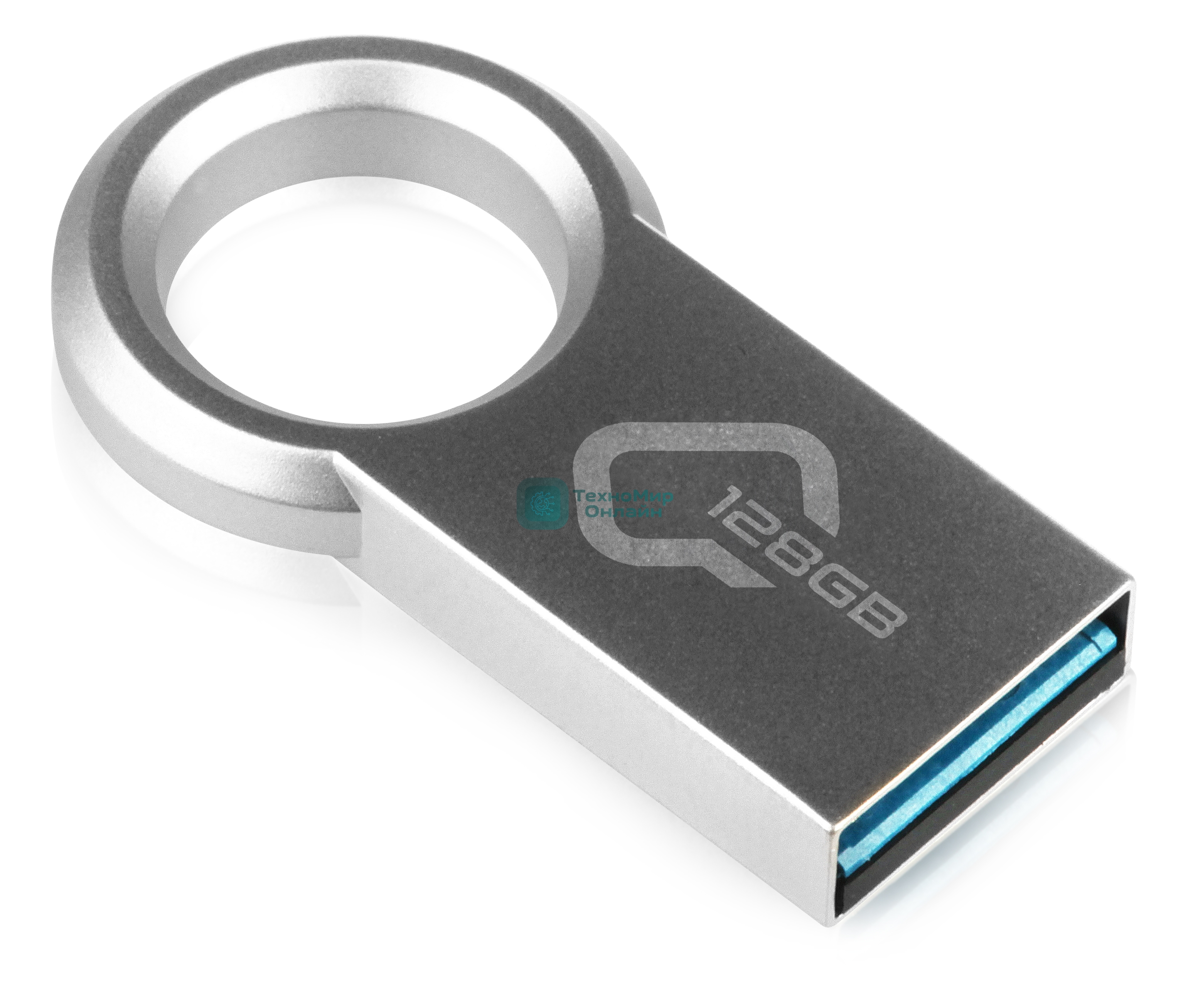 Флешка USB QUMO 128Gb Ring USB 3.0 цвет корпуса металлик(QM128GUD3-Ring)