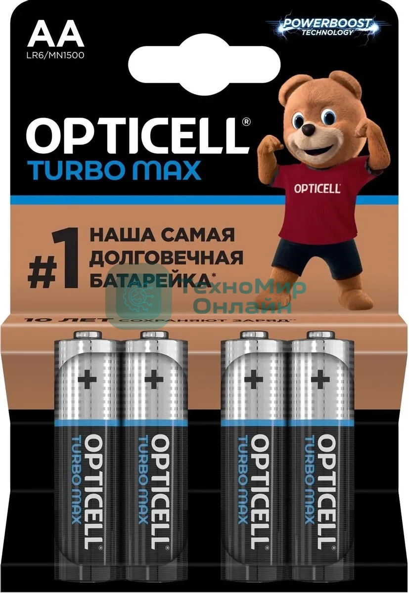 Батарея Opticell Turbo MAX LR6 AA (4шт) блистер
