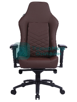 Кресло игровое Cactus CS-CHR-0112BR коричневый, сиденье коричневый, эко.кожа, с подголов. крестовина металл, пластик черный