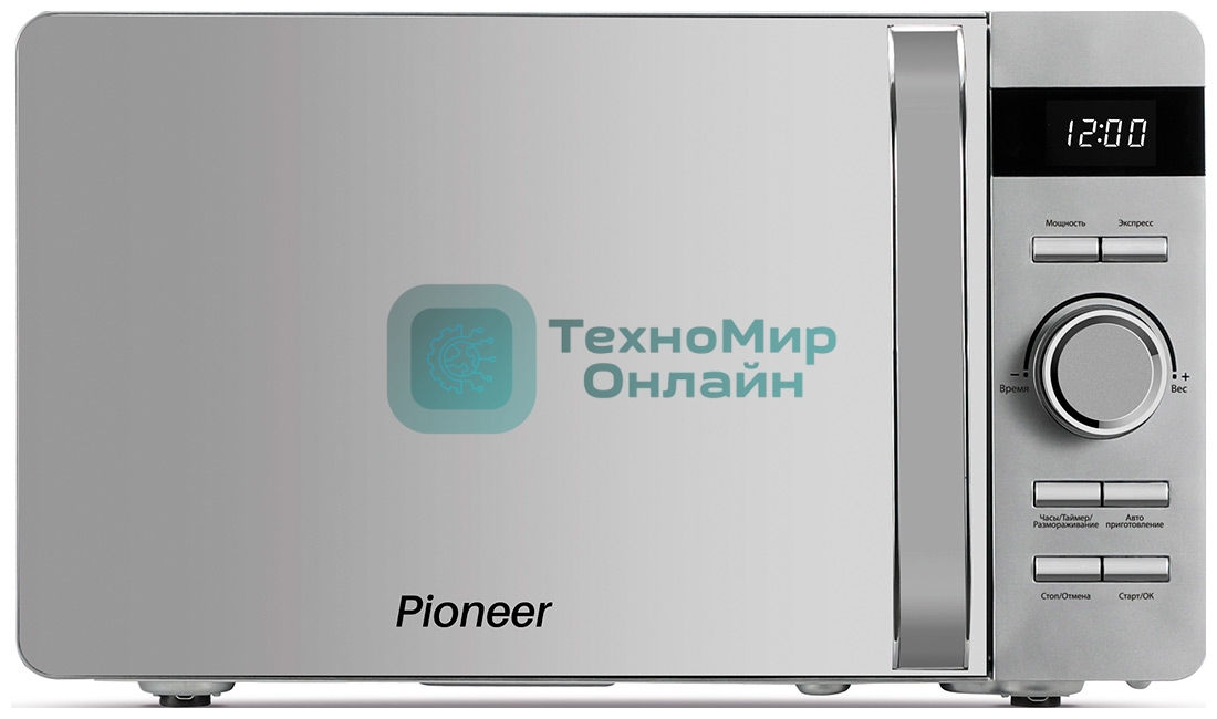 Микроволновая печь Pioneer MW229D серебристый, 20 л, 700 Вт, переключатели - кнопки, поворотный механизм
