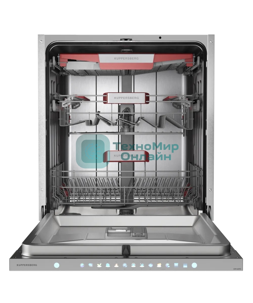 Встраиваемая посудомоечная машина Kuppersberg, High-Tech, 60 см, 15 комплектов, 3 корзины, 7 программ, конденсационная сушка, автоматическое открывание двери, LED подсветка, сенсорное управление, инверторный мотор, энергоэффективность А+++