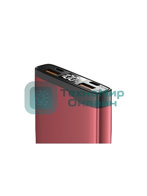Портативный аккумулятор OLMIO QL-10, 10000mAh, 22.5W, QuickCharge3.0/PowerDelivery, LCD, красный,