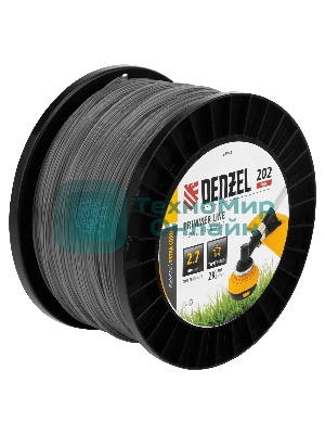 Леска для триммера Denzel двухкомпонентная звезда, 2,7 мм х 202 м, на DIN катушке EXTRA CORD