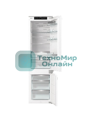 Встраиваемый холодильник Gorenje NRKI519E82WF, 193 см, электронное управление, цифровой дисплей, Wi-Fi, NoFrost Dual, Multiflow 360, контейнер CrispZone с контролем влажности, функция ConvertActive, AdaptTech, MultiAdjust, жесткое крепление, инверторный компрессор, уровень шума 35 дБ