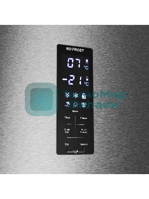 Холодильник Maunfeld MFF195NFIX10 нержавеющая сталь двухкамерный 252/98л морозилка снизу, No Frost