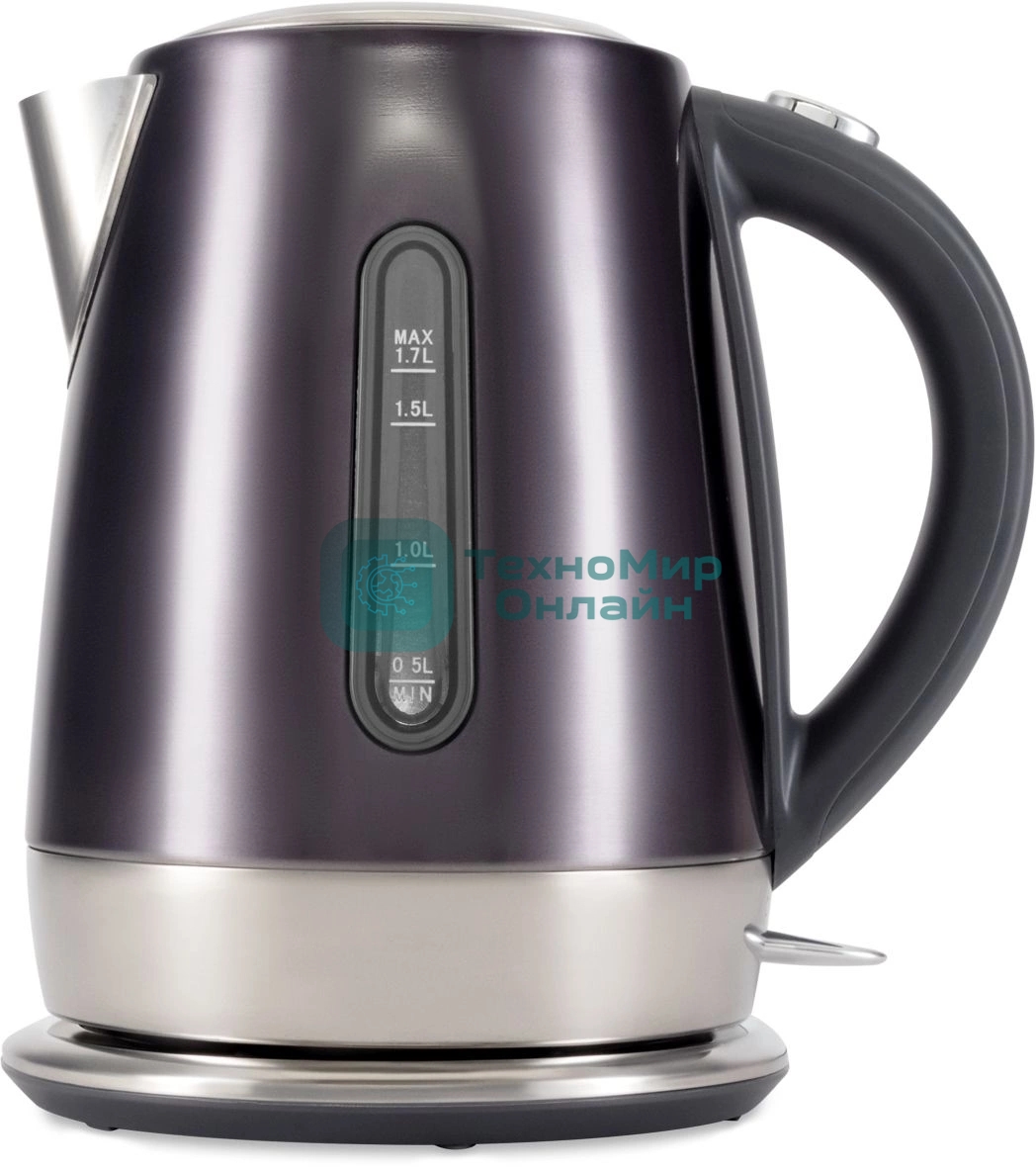 Чайник электрический Hyundai HYK-S7777 1.7 л, 2200 Вт, графит/серебристый корпус: металл