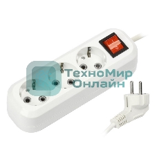 Удлинитель Smartbuy (SBE-16-3-03-ZS) 3 гнз х 3,0 м (16А/3.5 кВт, ПВС 3х1.0)